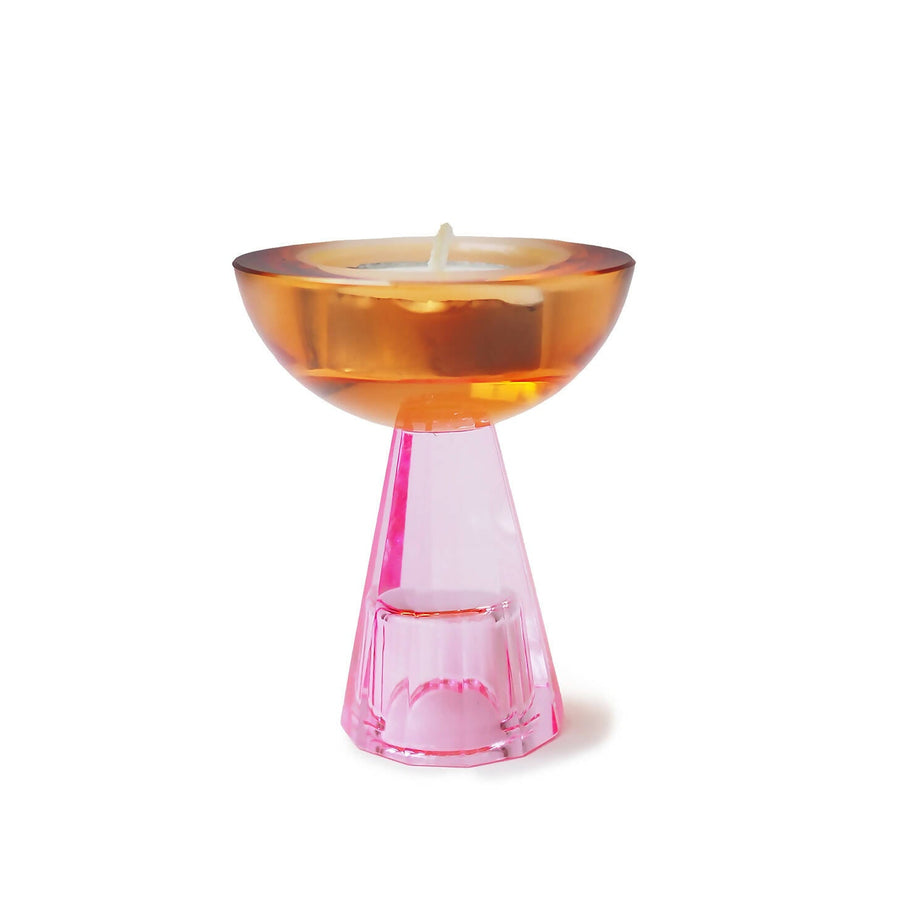 Amber Round Crystal Candle Holder