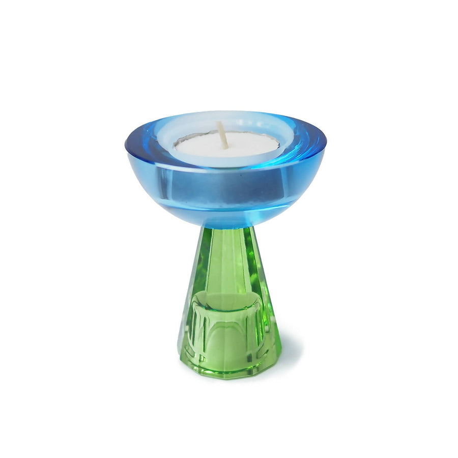 Blue Round Crystal Candle Holder