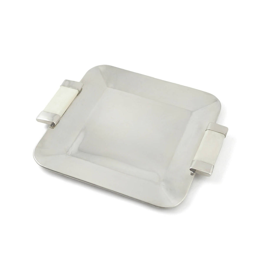 Square Silver Tray with White Handles (medium)