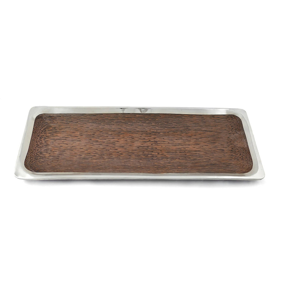 Wooden Tray with Silver Lining