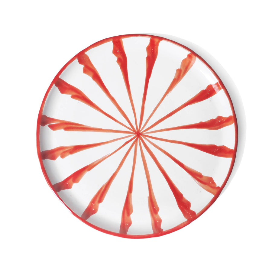 Red Striped Dinner Plates