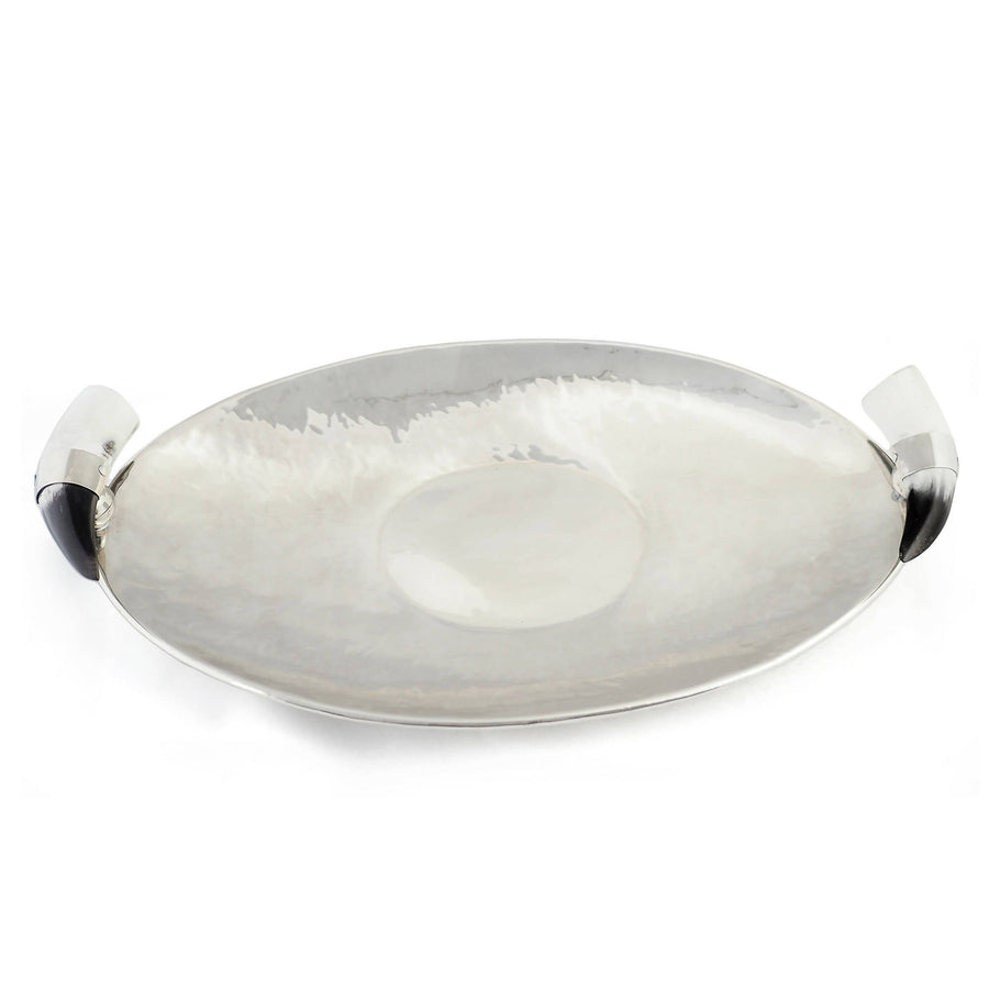 Oval Tray with Black Horn Handle