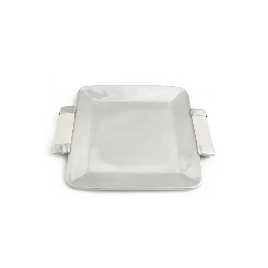 Square Silver Trays with White Handles (small)