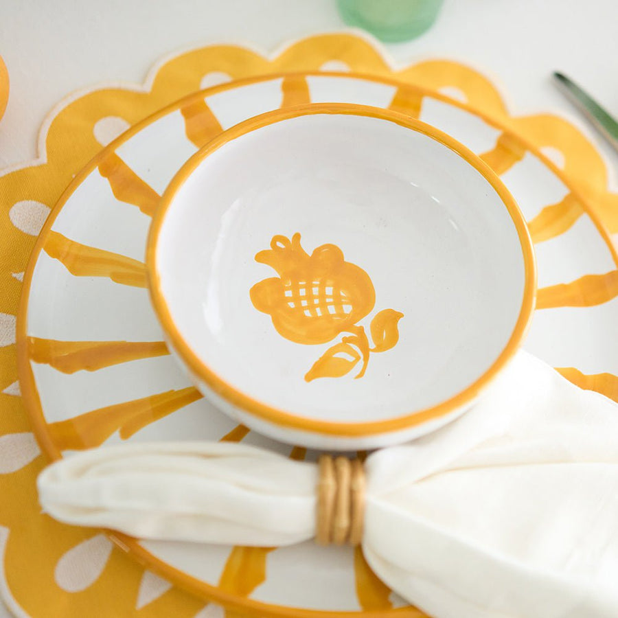 Yellow Striped Dinner Plates (Set of 4)
