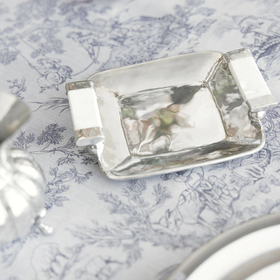 Square Silver Trays with White Handles (small)