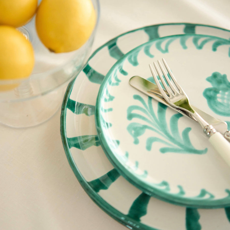 Green Striped Dinner Plates