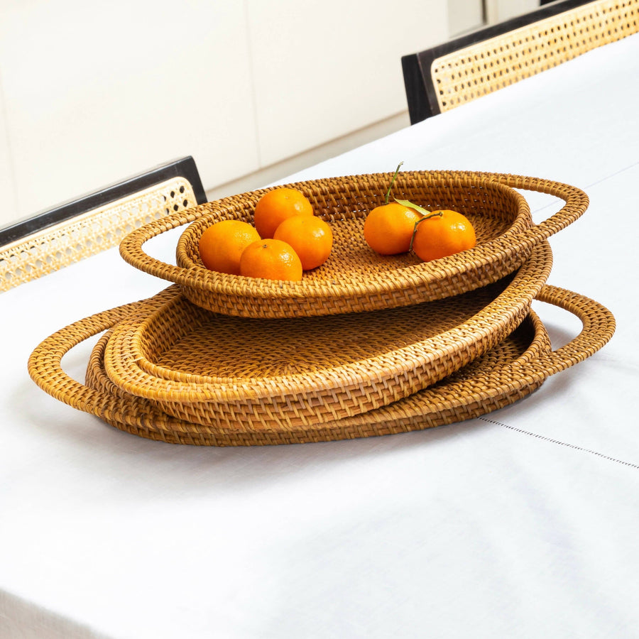 Large Rattan Serving Tray