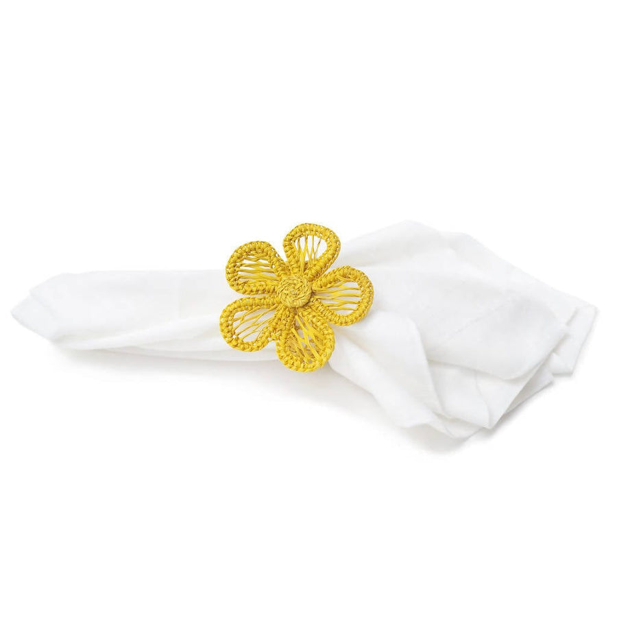 Yellow Flower Napkin Rings (Set of 4)