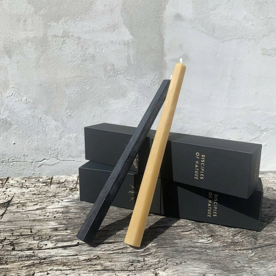 Black Beeswax Taper Candles