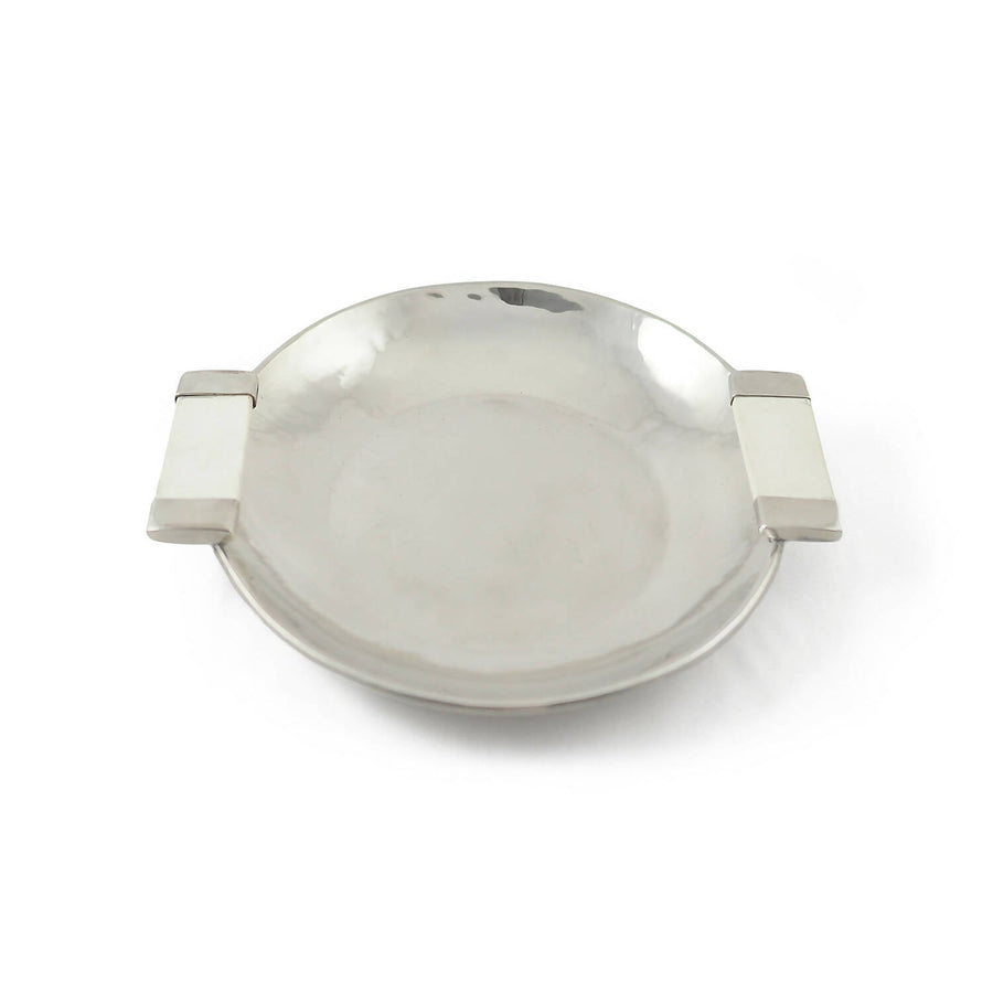 Round Silver Tray with White Handles (small)