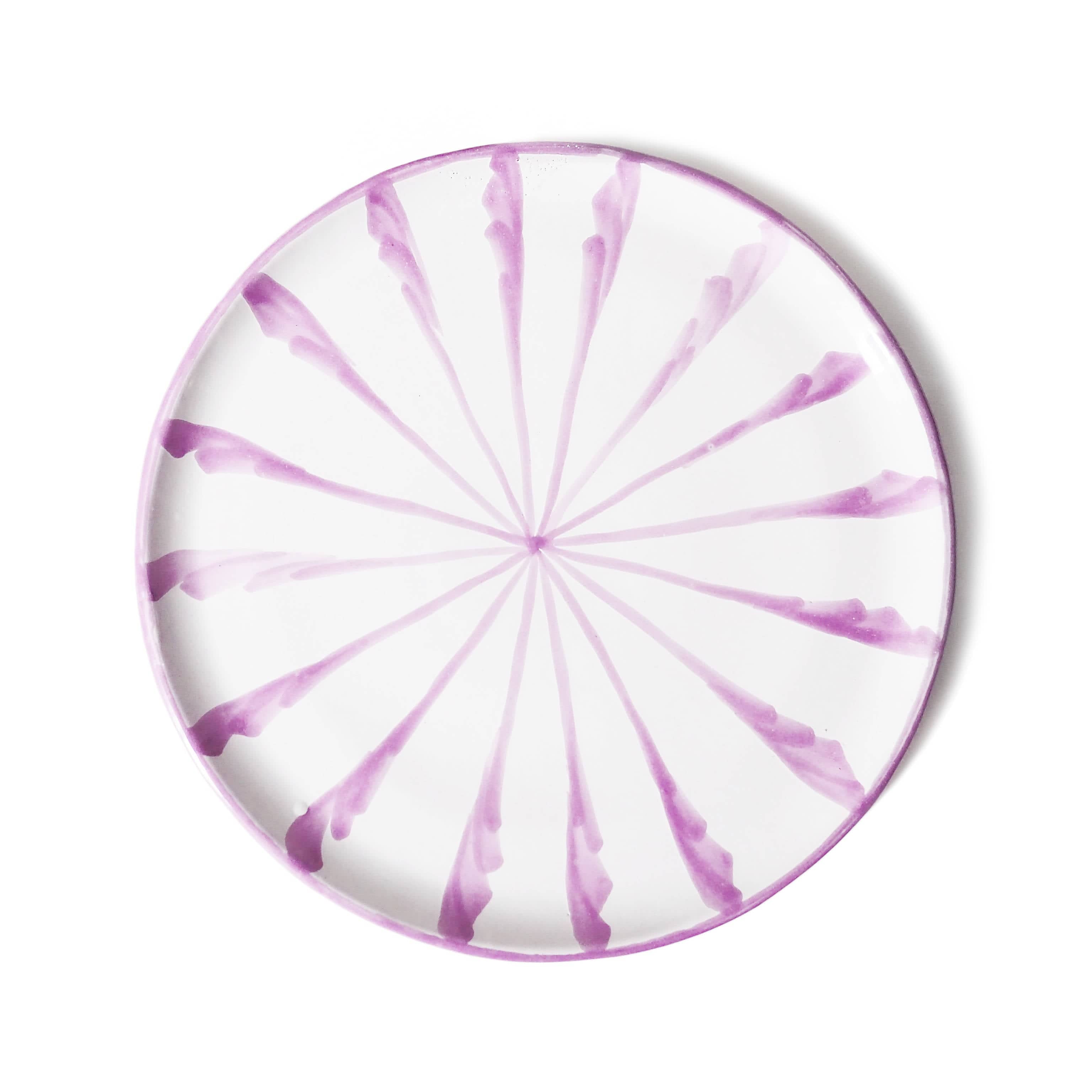 Lavender Striped Dinner Plates (Set of 4)