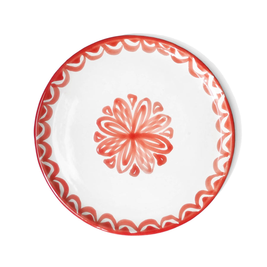 Red Flower Starter Plates (Set of 4)