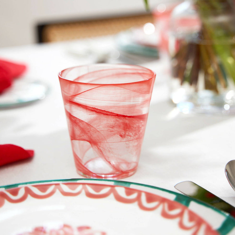Clear Red Water Glasses (Set of 6)